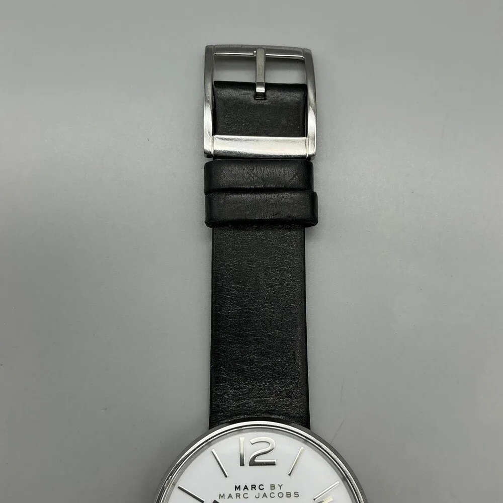 Marc By Marc Jacobs Womens Watch 36mm White Dial Black Leather New Battery
